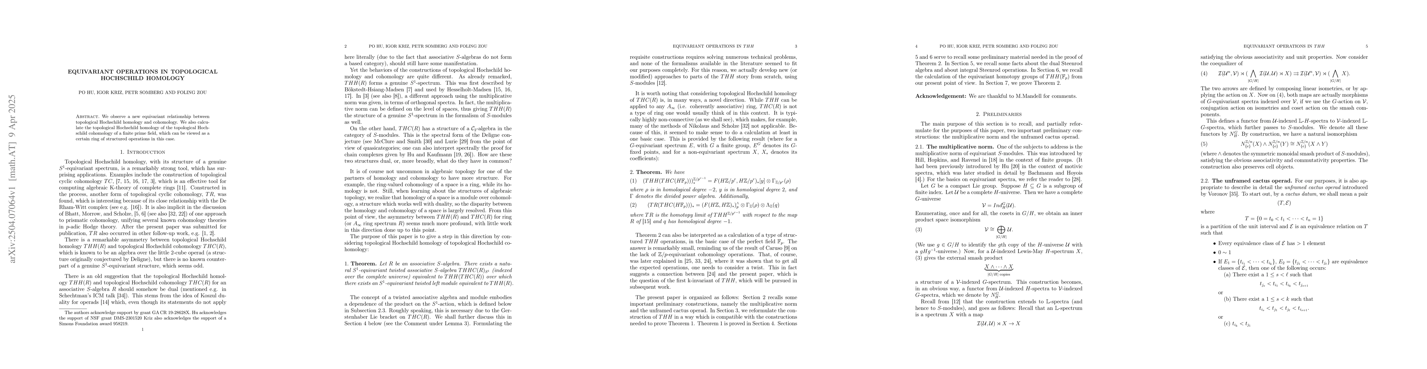 Thumbnail for Equivariant operations in topological Hochschild homology