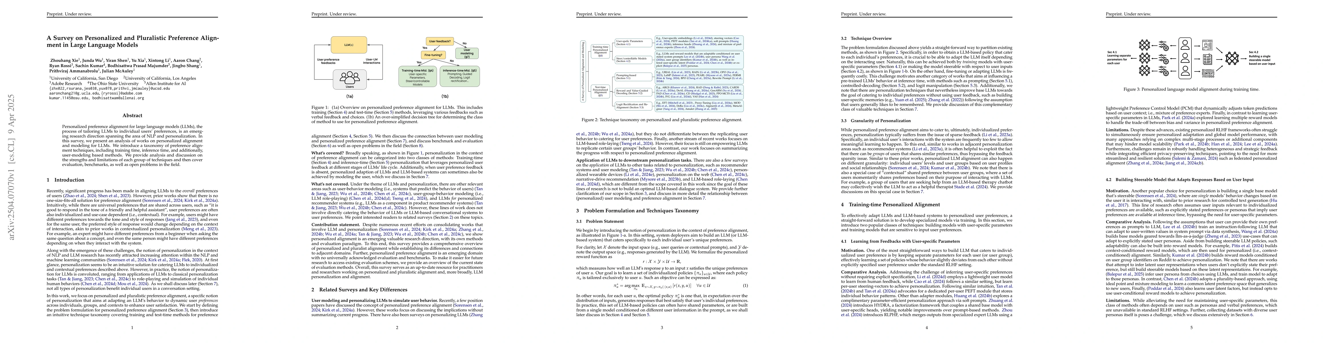Thumbnail for A Survey on Personalized and Pluralistic Preference Alignment in Large
  Language Models