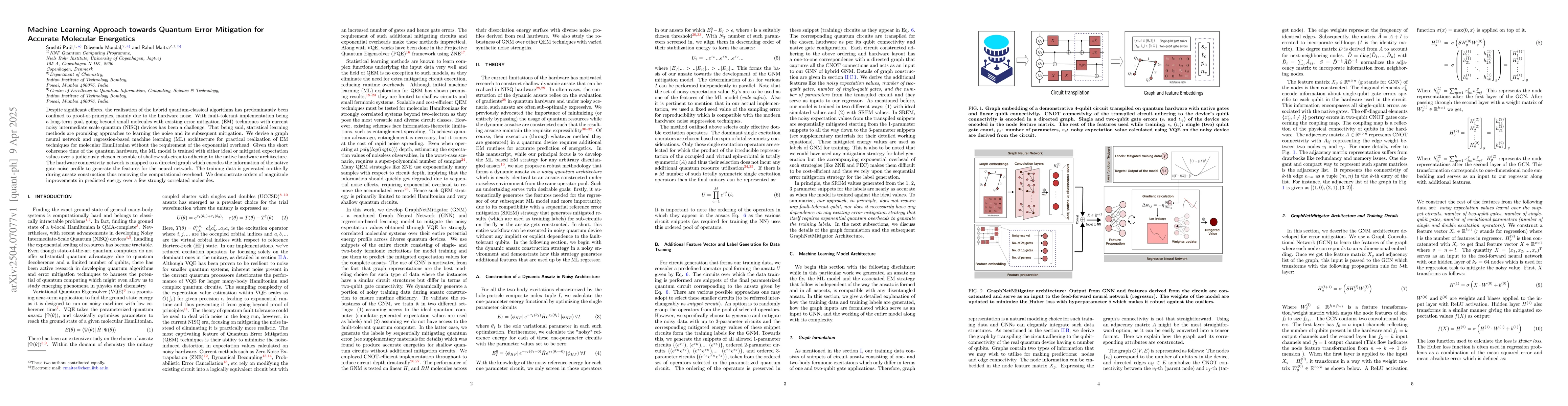 Thumbnail for Machine Learning Approach towards Quantum Error Mitigation for Accurate
  Molecular Energetics