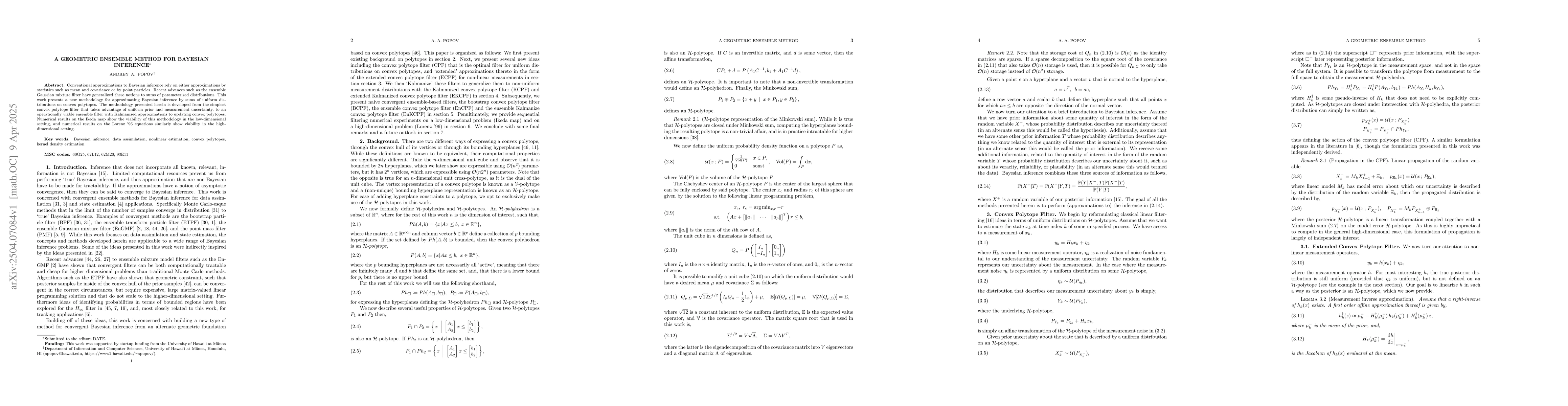 Thumbnail for A geometric ensemble method for Bayesian inference