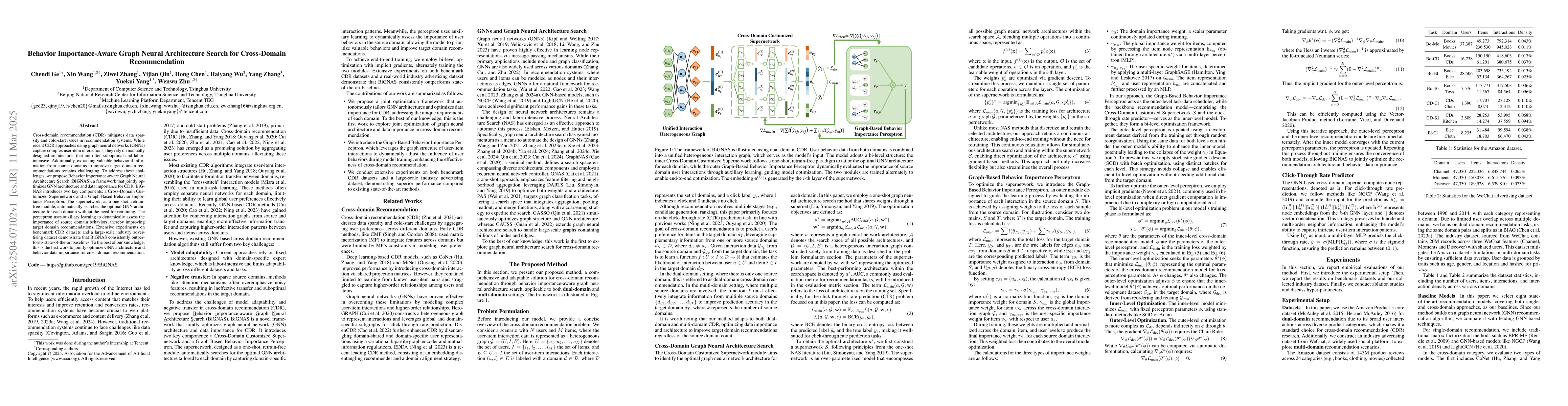Thumbnail for Behavior Importance-Aware Graph Neural Architecture Search for
  Cross-Domain Recommendation