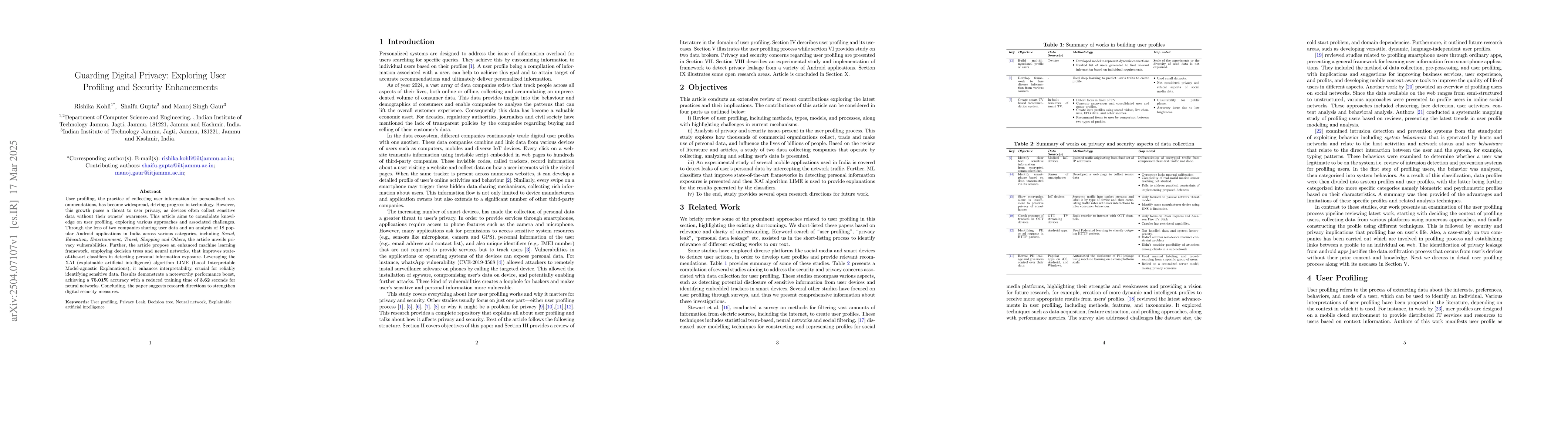 Thumbnail for Guarding Digital Privacy: Exploring User Profiling and Security
  Enhancements