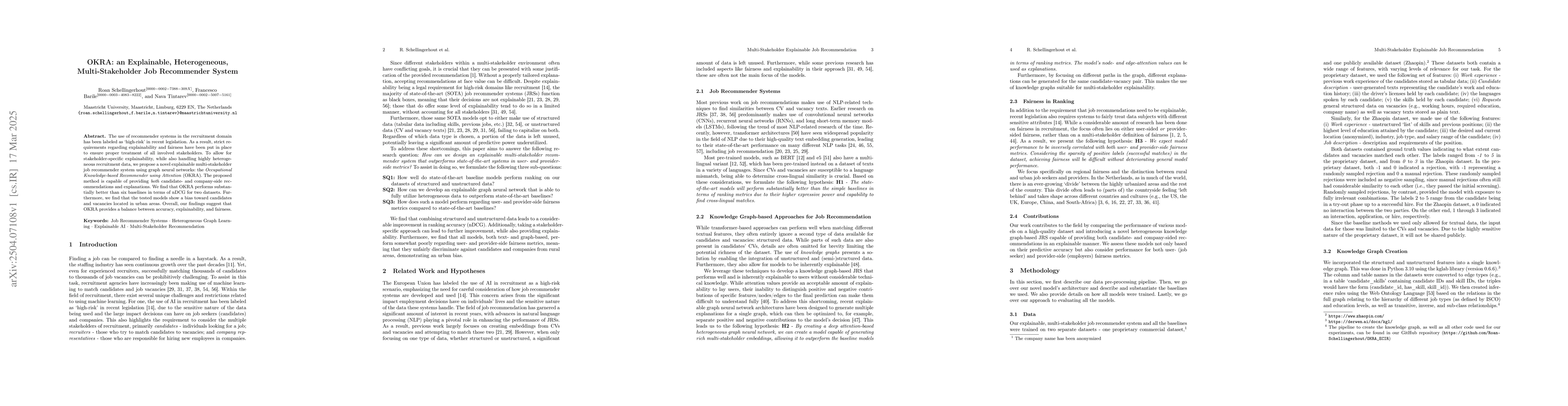 Thumbnail for OKRA: an Explainable, Heterogeneous, Multi-Stakeholder Job Recommender
  System