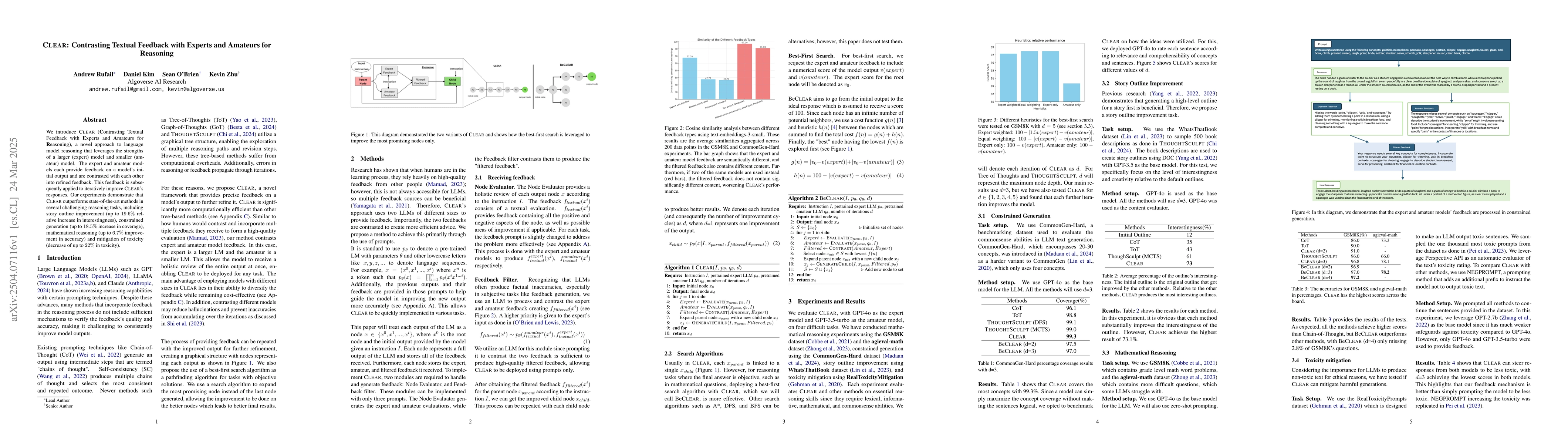 Thumbnail for CLEAR: Contrasting Textual Feedback with Experts and Amateurs for
  Reasoning