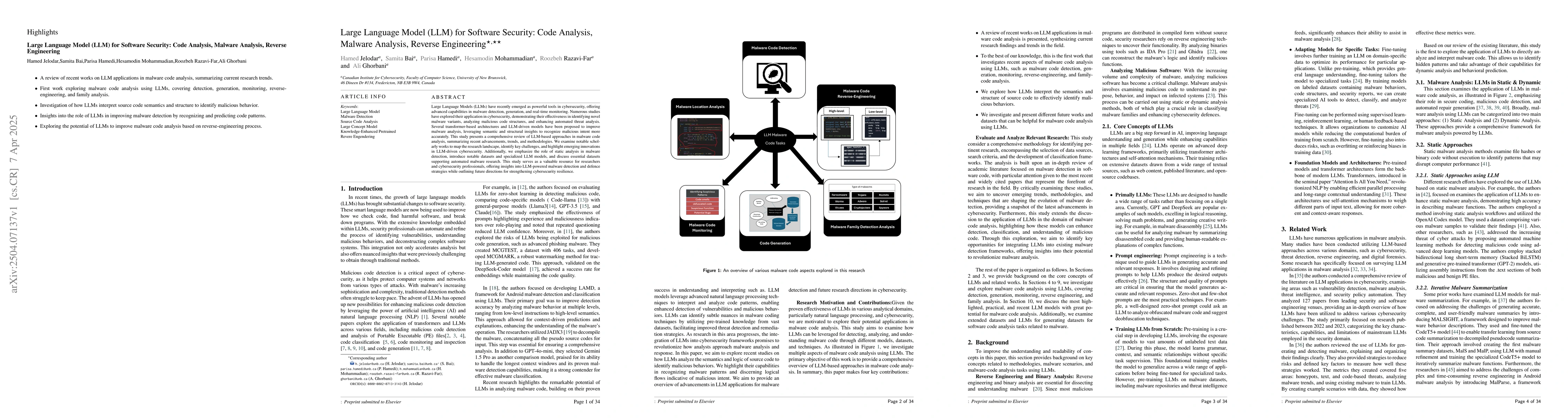 Thumbnail for Large Language Model (LLM) for Software Security: Code Analysis, Malware
  Analysis, Reverse Engineering