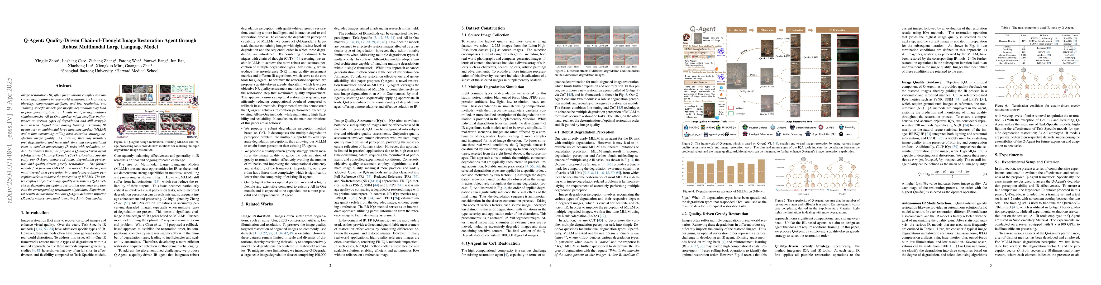 Thumbnail for Q-Agent: Quality-Driven Chain-of-Thought Image Restoration Agent through
  Robust Multimodal Large Language Model