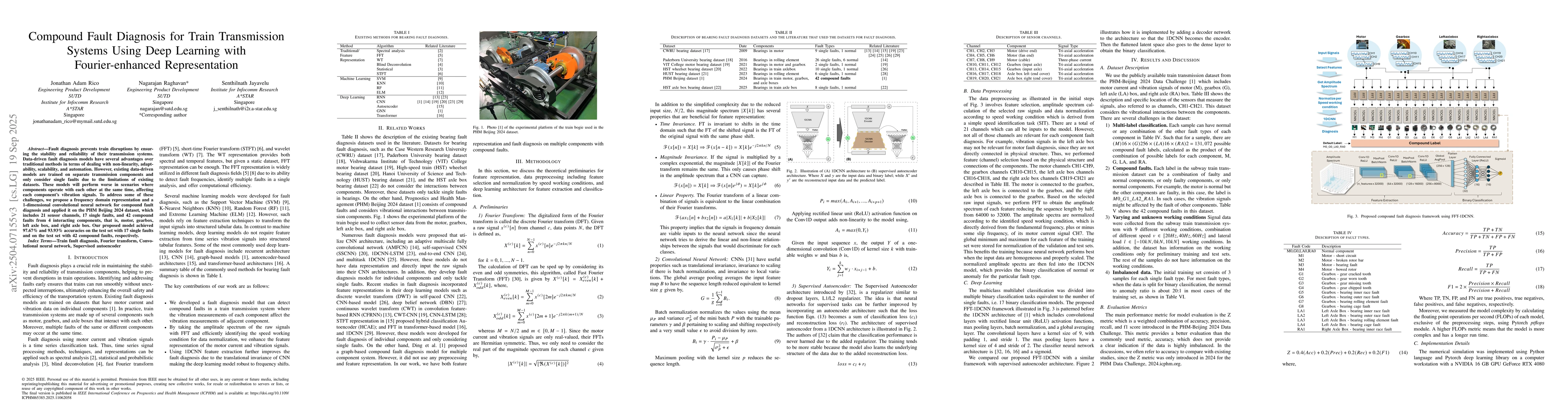 Thumbnail for Compound Fault Diagnosis for Train Transmission Systems Using Deep
  Learning with Fourier-enhanced Representation