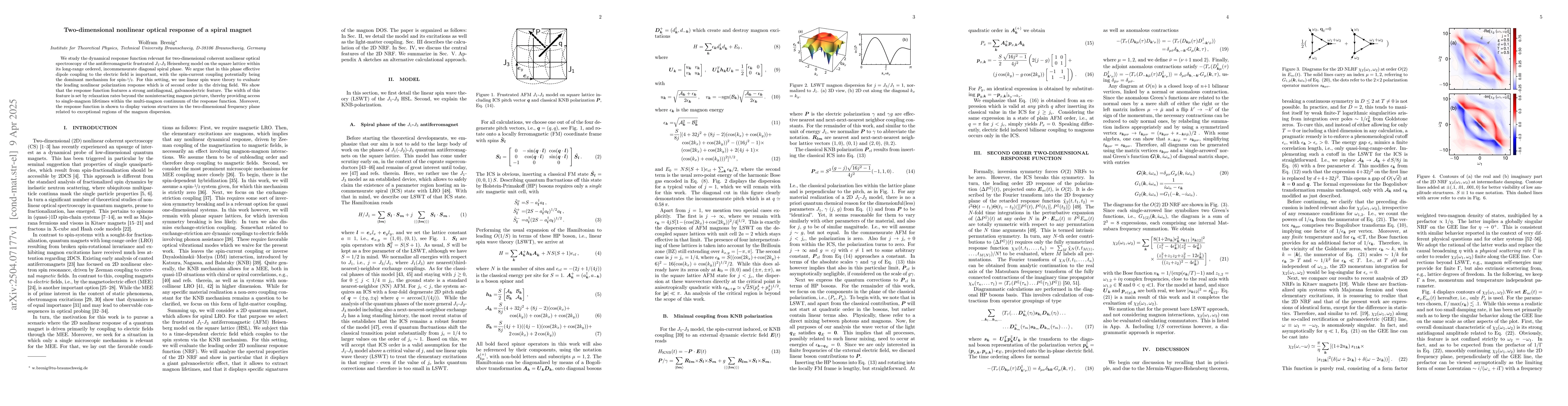 Thumbnail for Two-dimensional nonlinear optical response of a spiral magnet