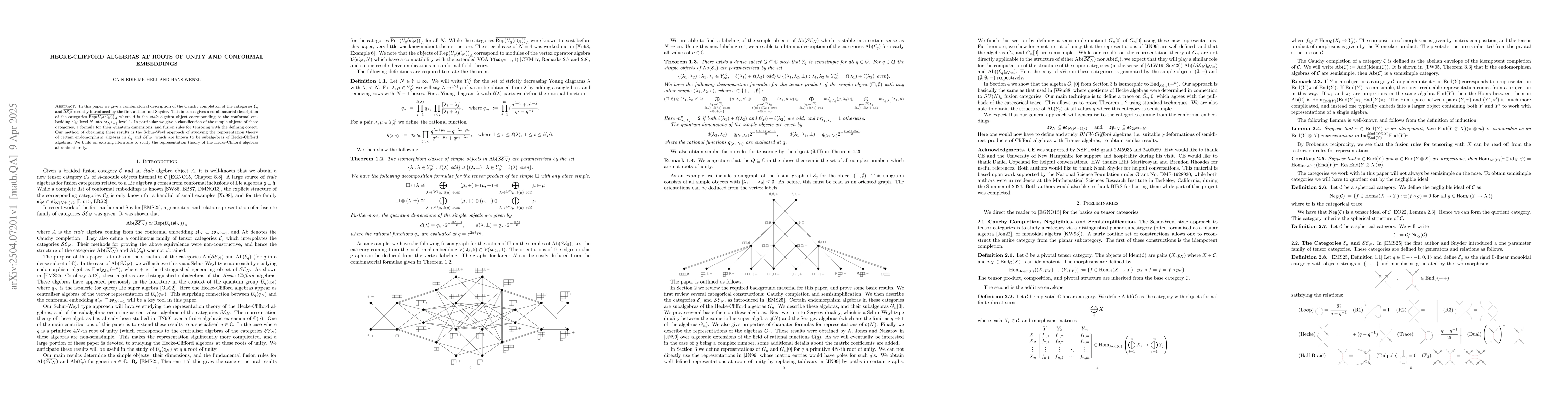 Thumbnail for Hecke-Clifford algebras at roots of unity and conformal embeddings