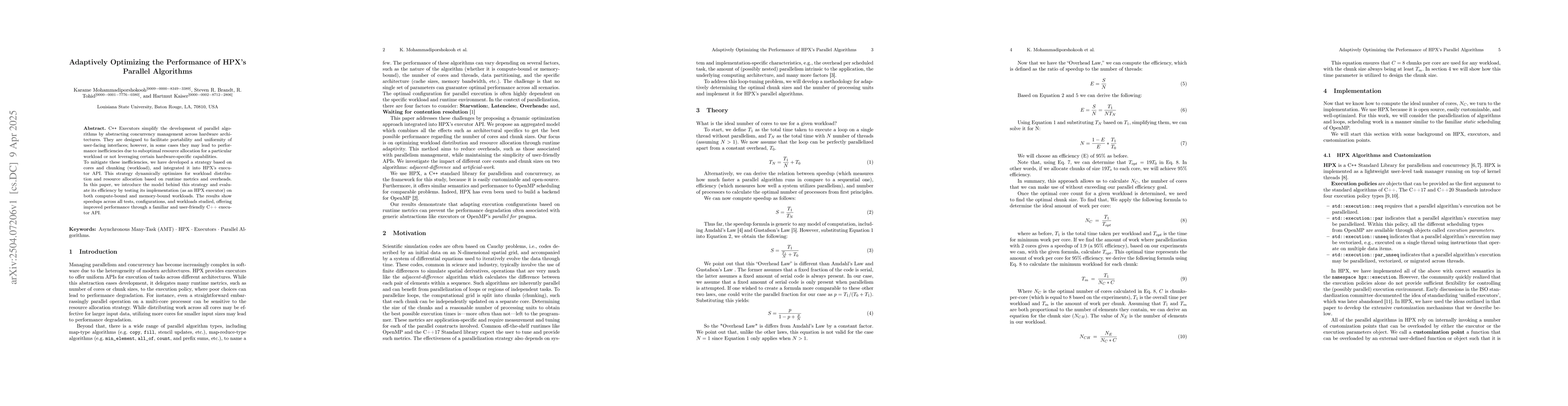 Thumbnail for Adaptively Optimizing the Performance of HPX's Parallel Algorithms