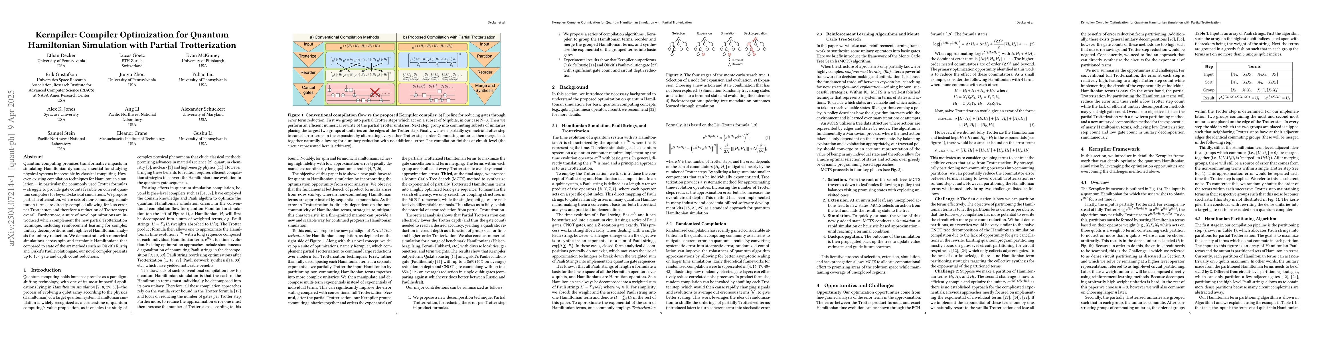 Thumbnail for Kernpiler: Compiler Optimization for Quantum Hamiltonian Simulation with
  Partial Trotterization