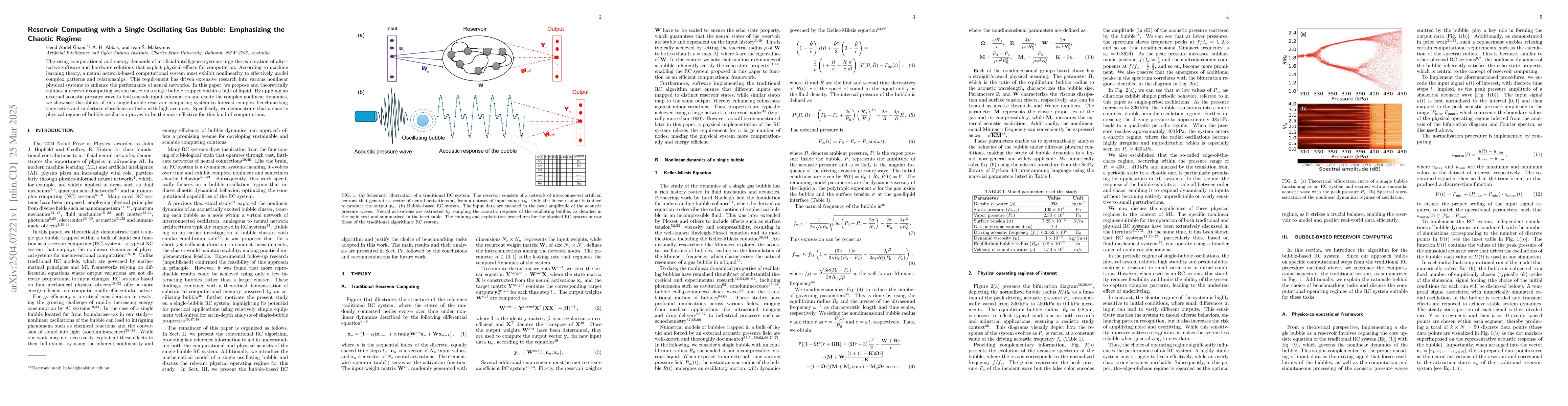 Thumbnail for Reservoir Computing with a Single Oscillating Gas Bubble: Emphasizing
  the Chaotic Regime