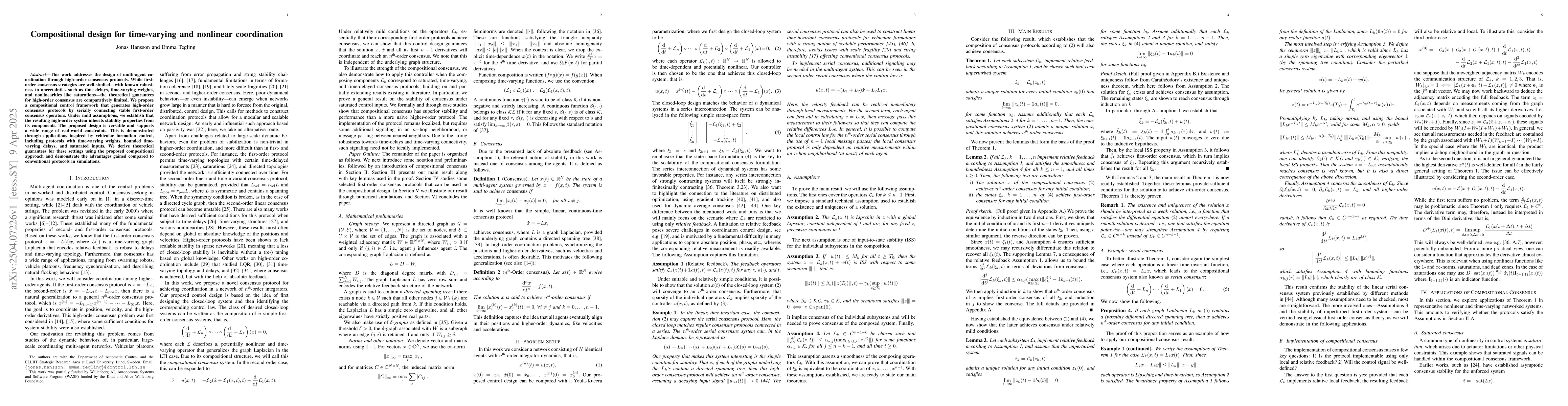 Thumbnail for Compositional design for time-varying and nonlinear coordination
