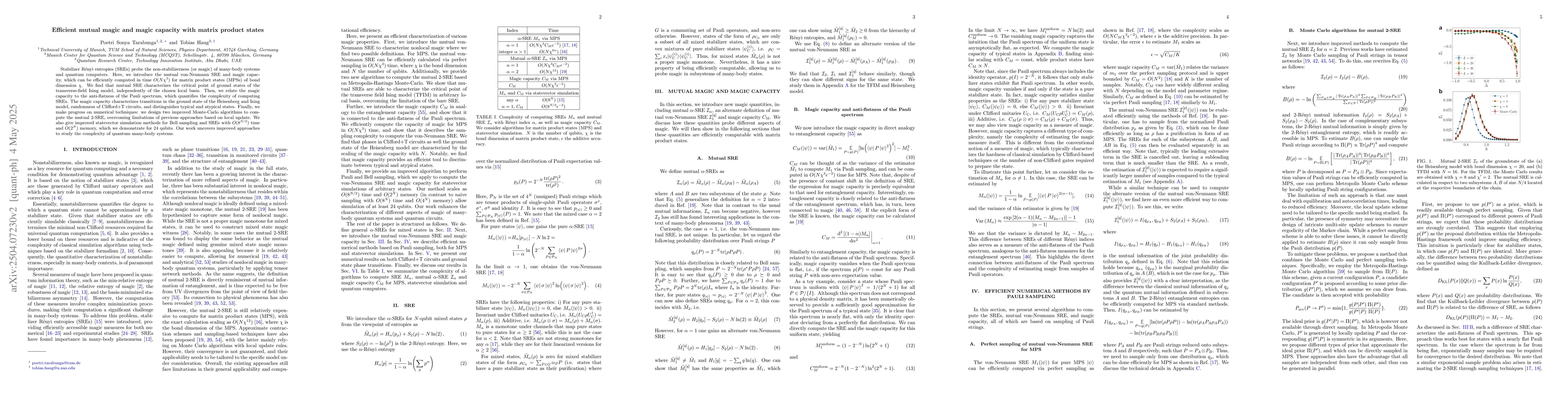 Thumbnail for Efficient mutual magic and magic capacity with matrix product states