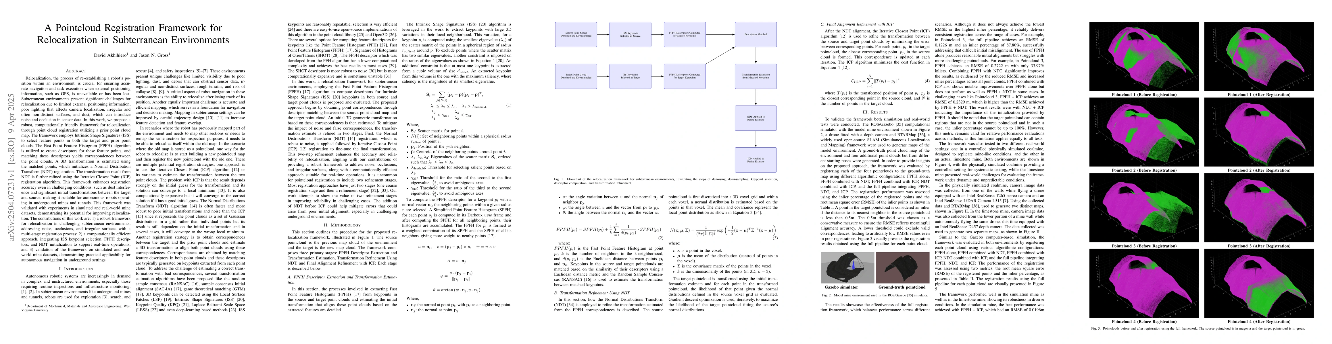 Thumbnail for A Pointcloud Registration Framework for Relocalization in Subterranean
  Environments