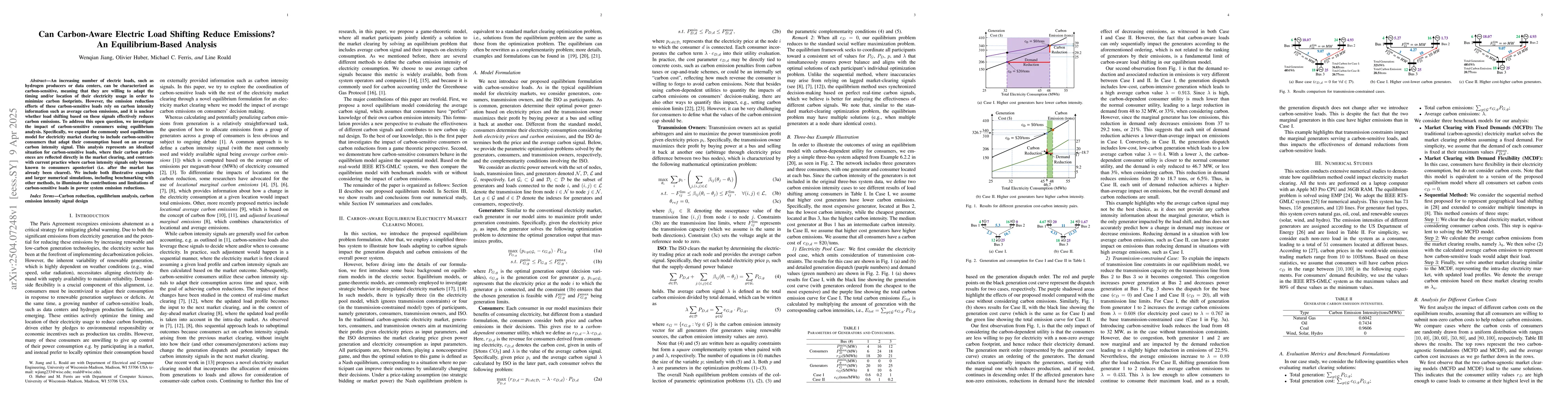 Thumbnail for Can Carbon-Aware Electric Load Shifting Reduce Emissions? An
  Equilibrium-Based Analysis