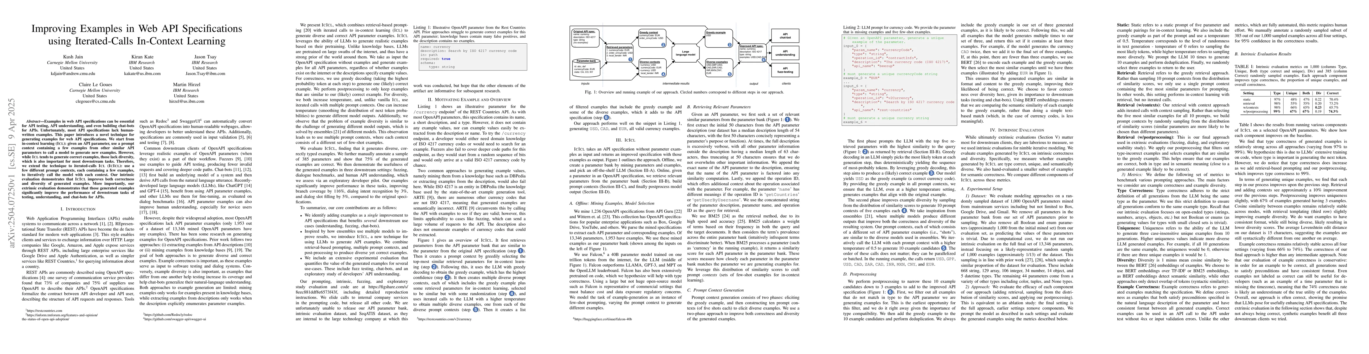 Thumbnail for Improving Examples in Web API Specifications using Iterated-Calls
  In-Context Learning