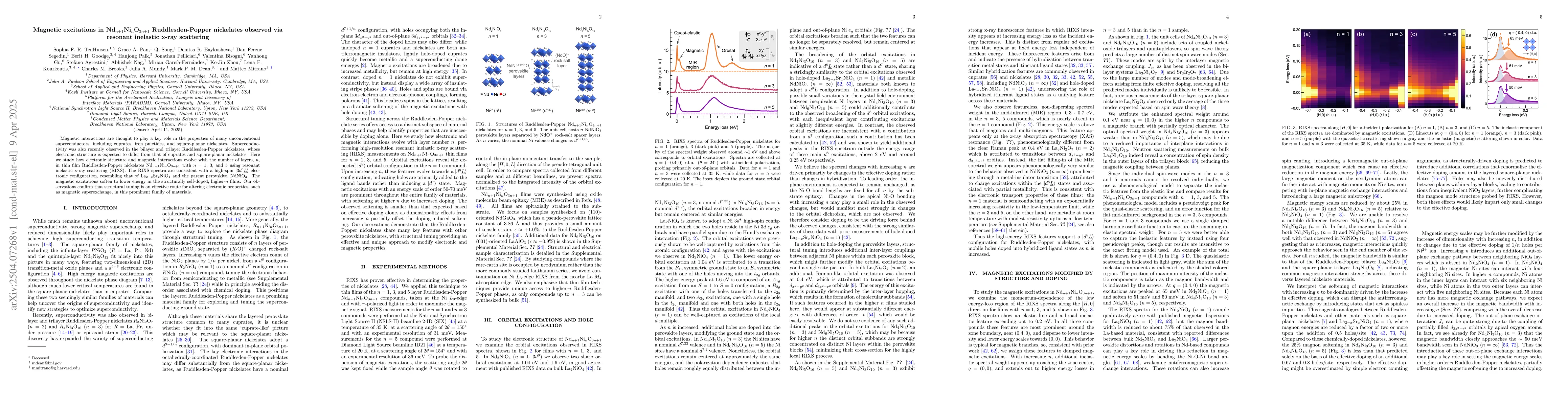 Thumbnail for Magnetic excitations in Nd$_{n+1}$Ni$_{n}$O$_{3n+1}$ Ruddlesden-Popper
  nickelates observed via resonant inelastic x-ray scattering