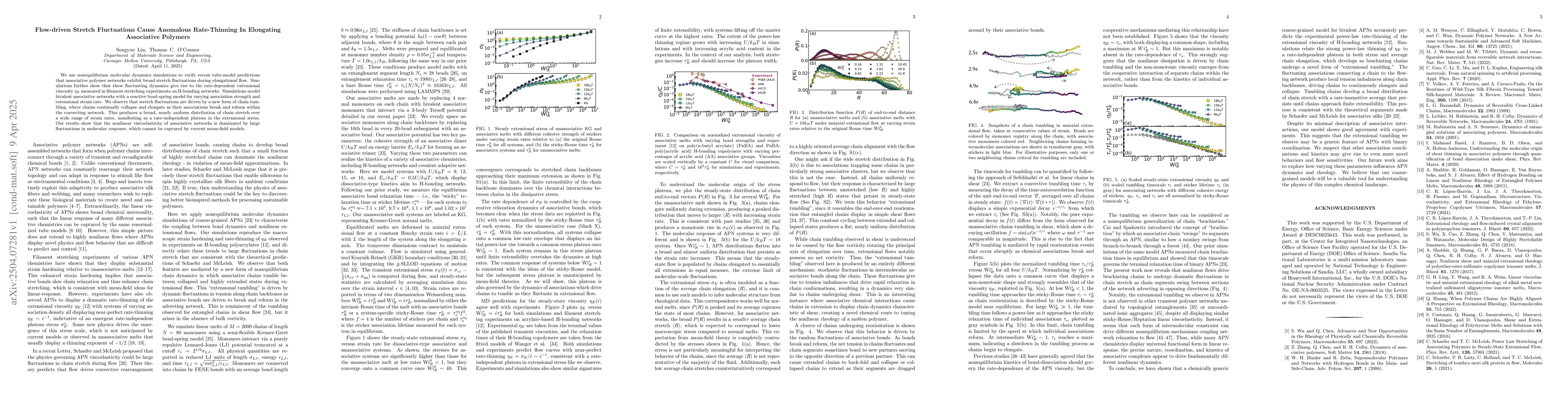 Thumbnail for Flow-driven Stretch Fluctuations Cause Anomalous Rate-Thinning In
  Elongating Associative Polymers