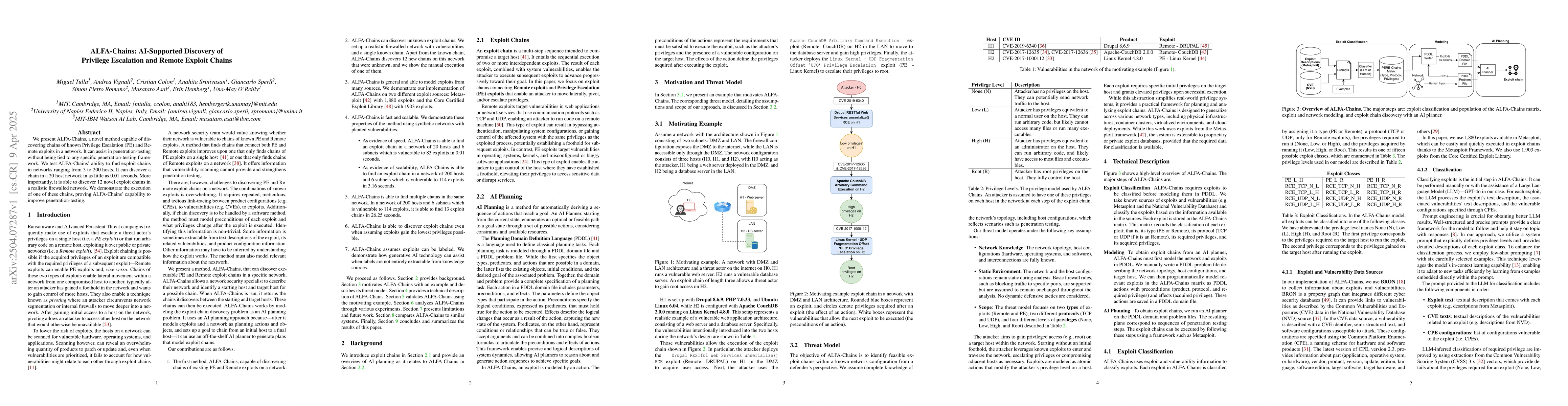 Thumbnail for ALFA-Chains: AI-Supported Discovery of Privilege Escalation and Remote
  Exploit Chains