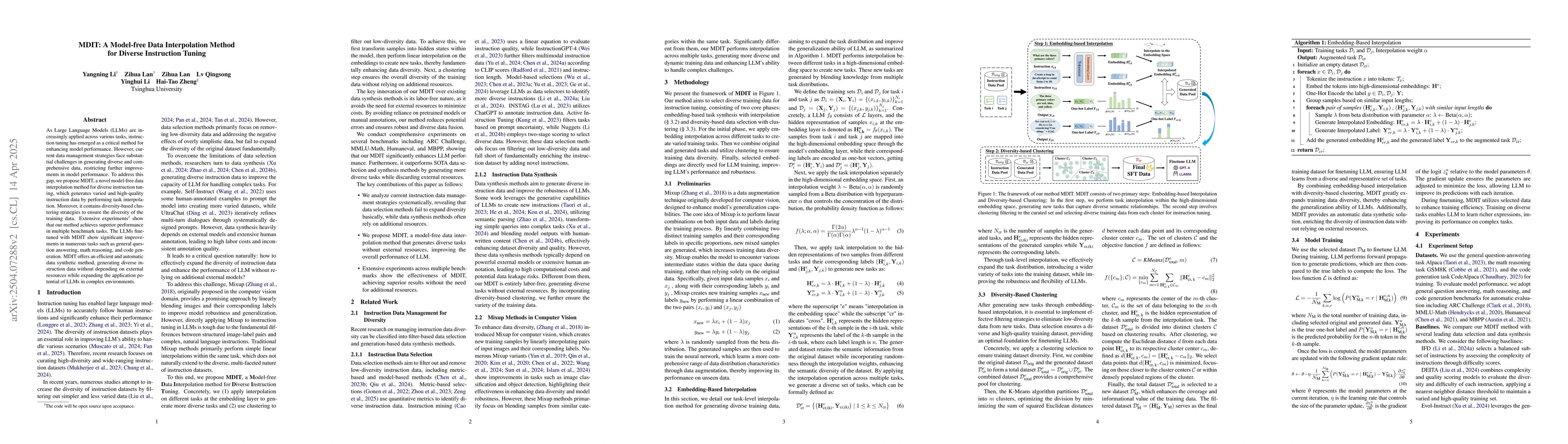 Thumbnail for MDIT: A Model-free Data Interpolation Method for Diverse Instruction
  Tuning