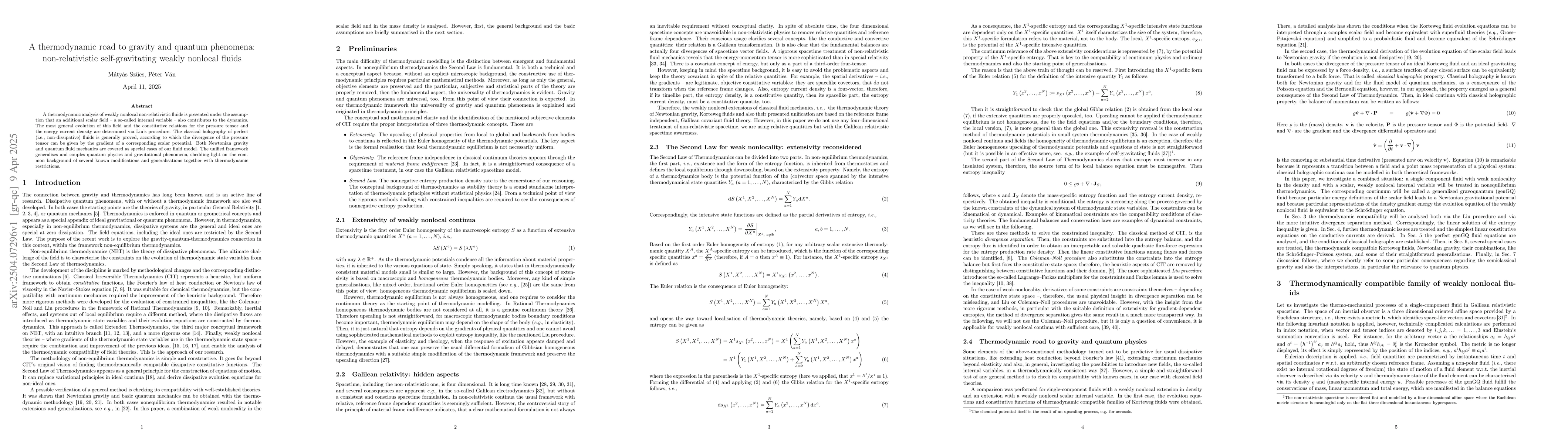 Thumbnail for A thermodynamic road to gravity and quantum phenomena: non-relativistic
  self-gravitating weakly nonlocal fluids