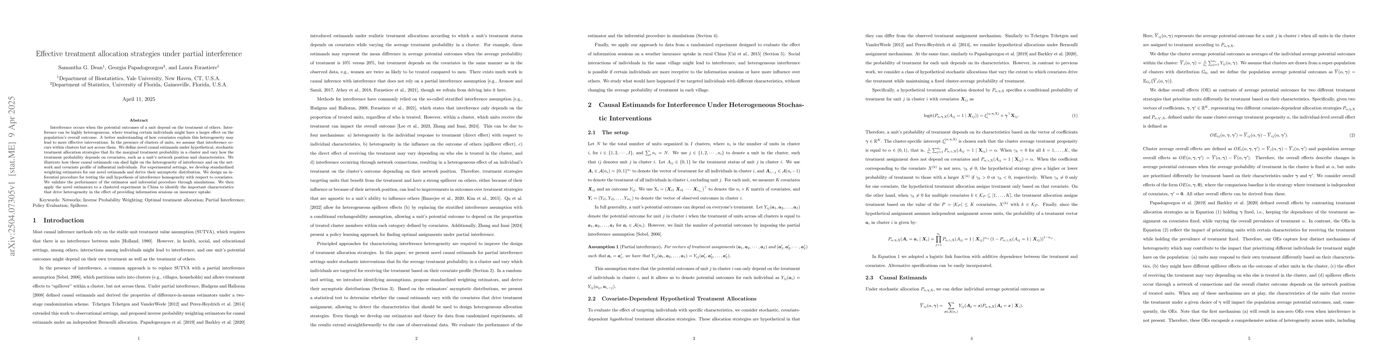 Thumbnail for Effective treatment allocation strategies under partial interference