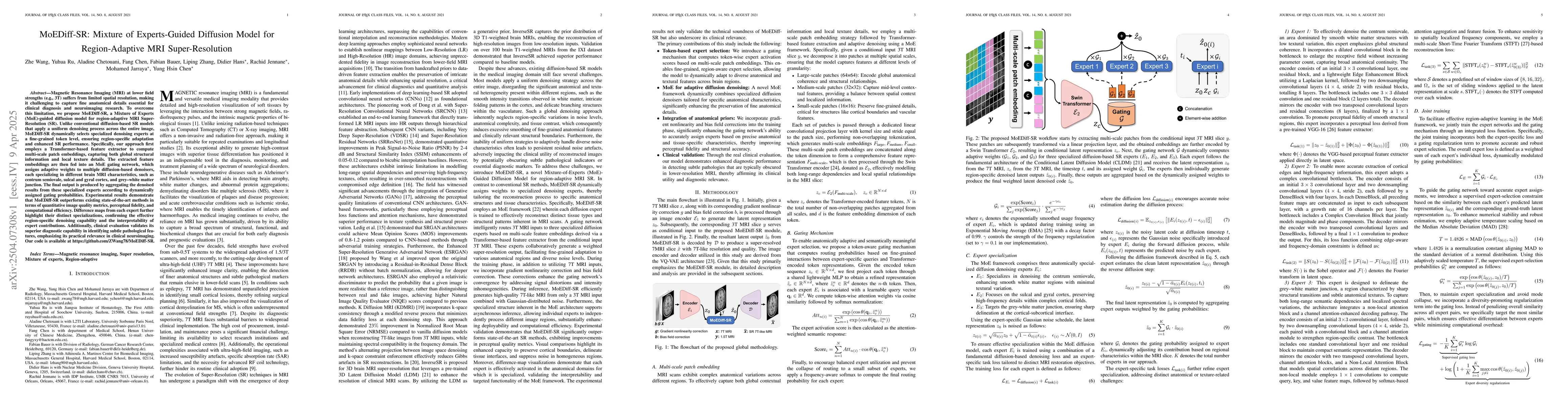 Thumbnail for MoEDiff-SR: Mixture of Experts-Guided Diffusion Model for
  Region-Adaptive MRI Super-Resolution