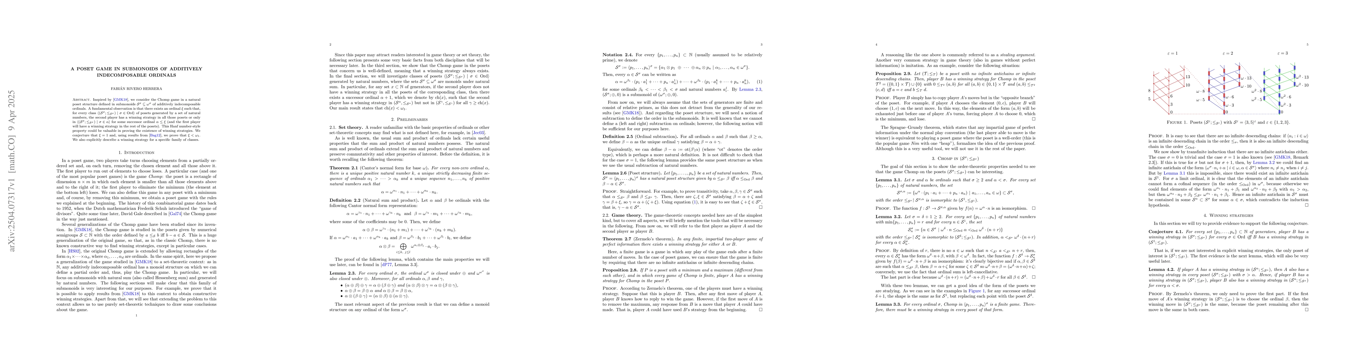 Thumbnail for A poset game in submonoids of additively indecomposable ordinals