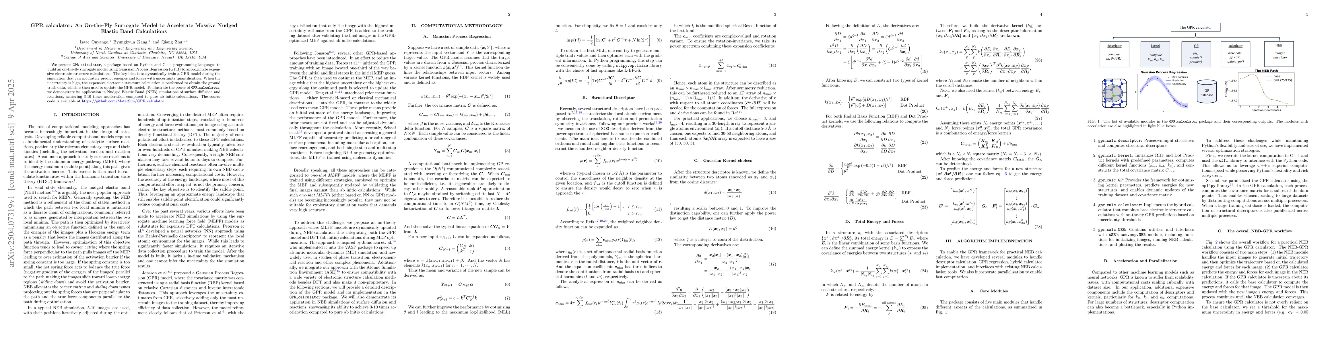 Thumbnail for GPR_calculator: An On-the-Fly Surrogate Model to Accelerate Massive
  Nudged Elastic Band Calculations