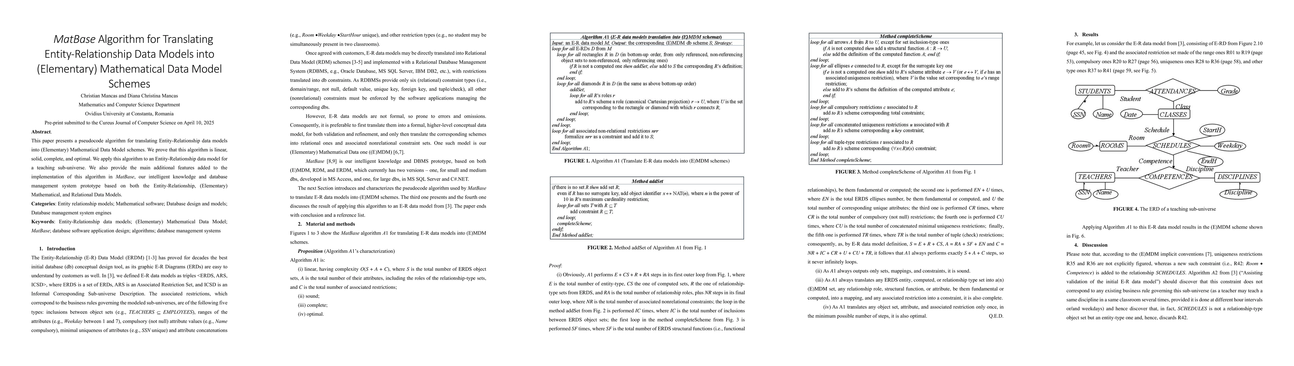 Thumbnail for MatBase Algorithm for Translating Entity-Relationship Data Models into
  (Elementary) Mathematical Data Model Schemes