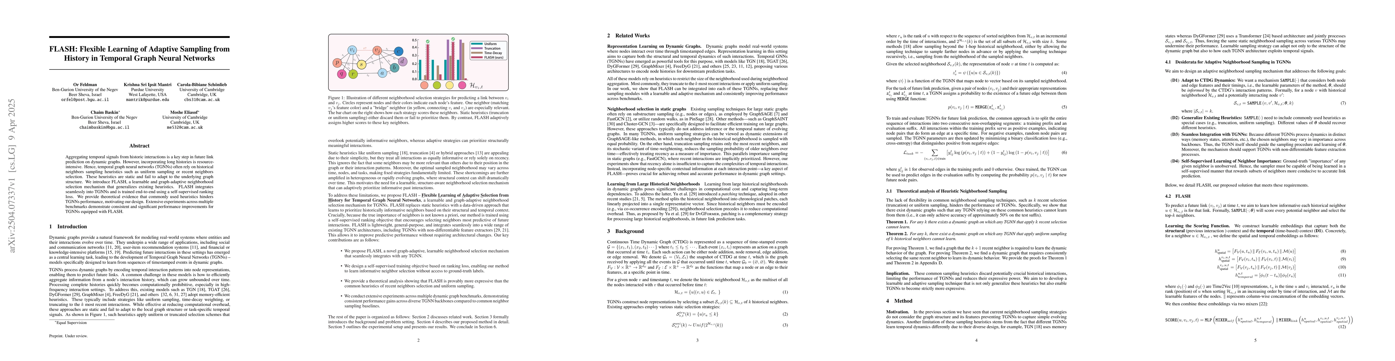 Thumbnail for FLASH: Flexible Learning of Adaptive Sampling from History in Temporal
  Graph Neural Networks