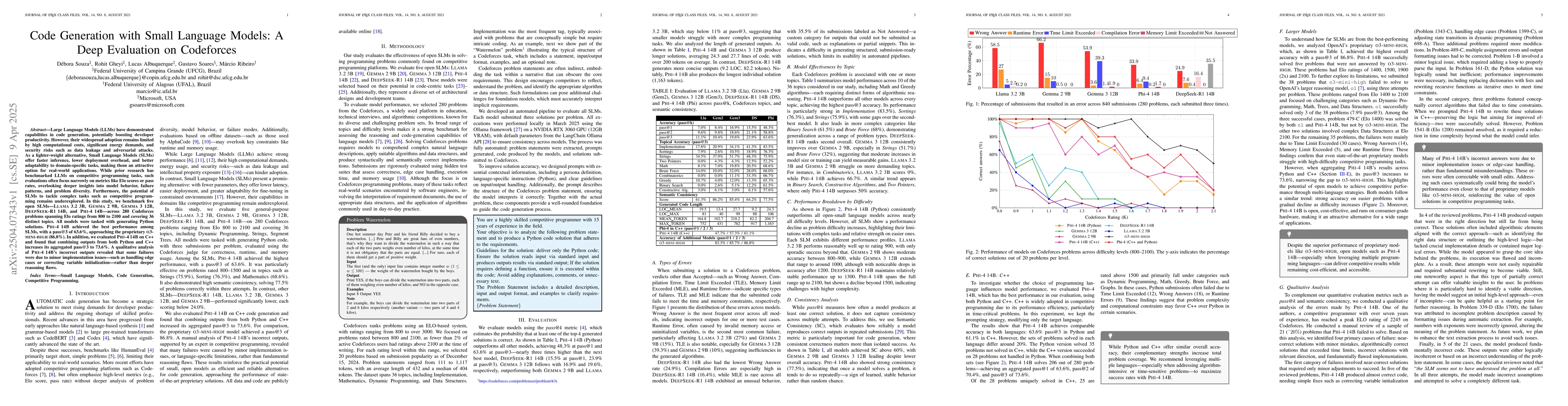 Thumbnail for Code Generation with Small Language Models: A Deep Evaluation on
  Codeforces