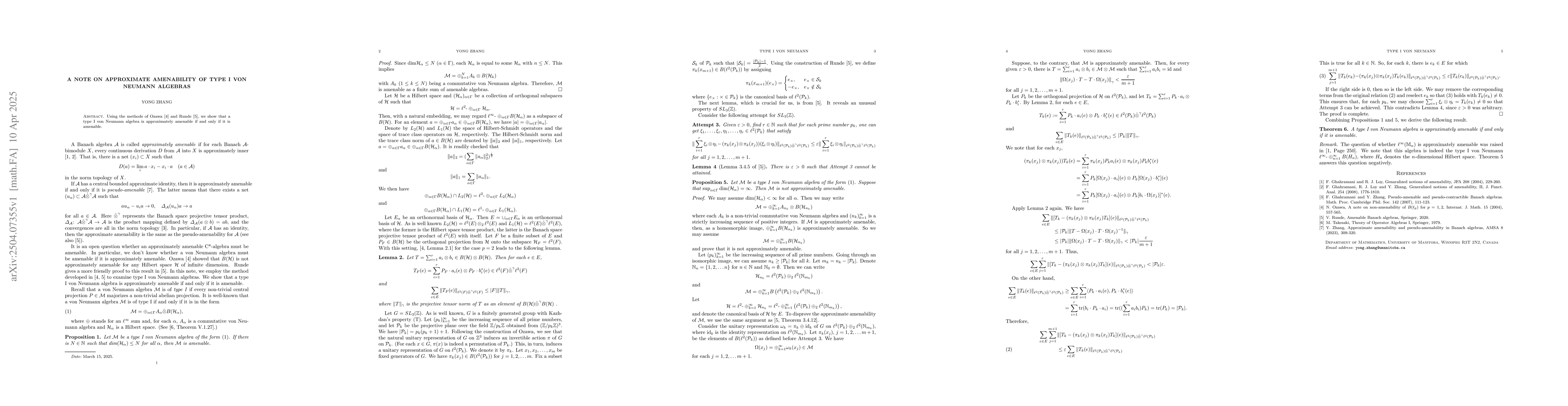 Thumbnail for A note on approximate amenability of type I von Neumann algebras