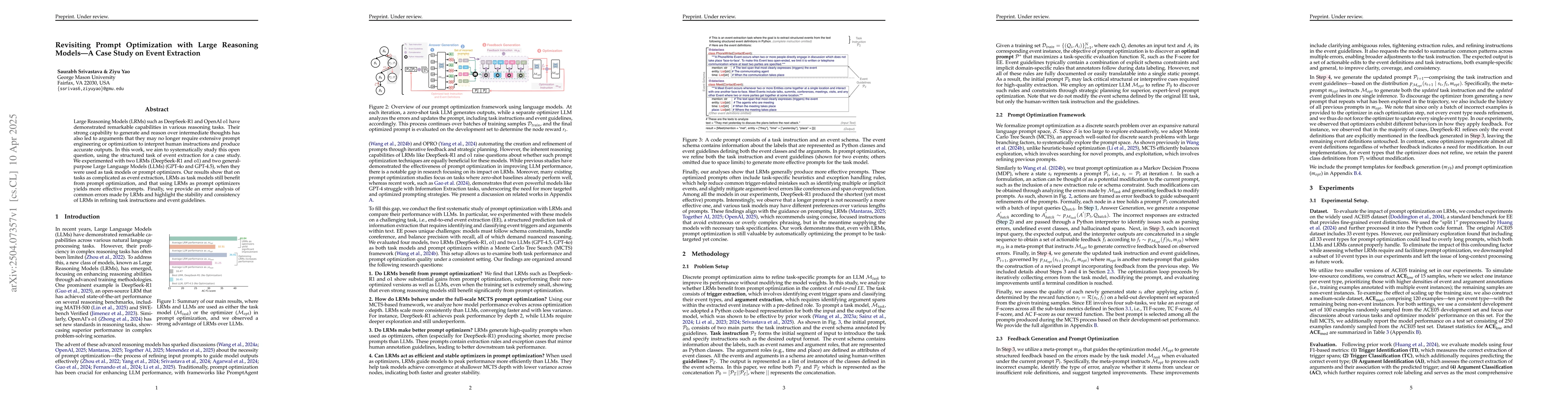 Thumbnail for Revisiting Prompt Optimization with Large Reasoning Models-A Case Study
  on Event Extraction