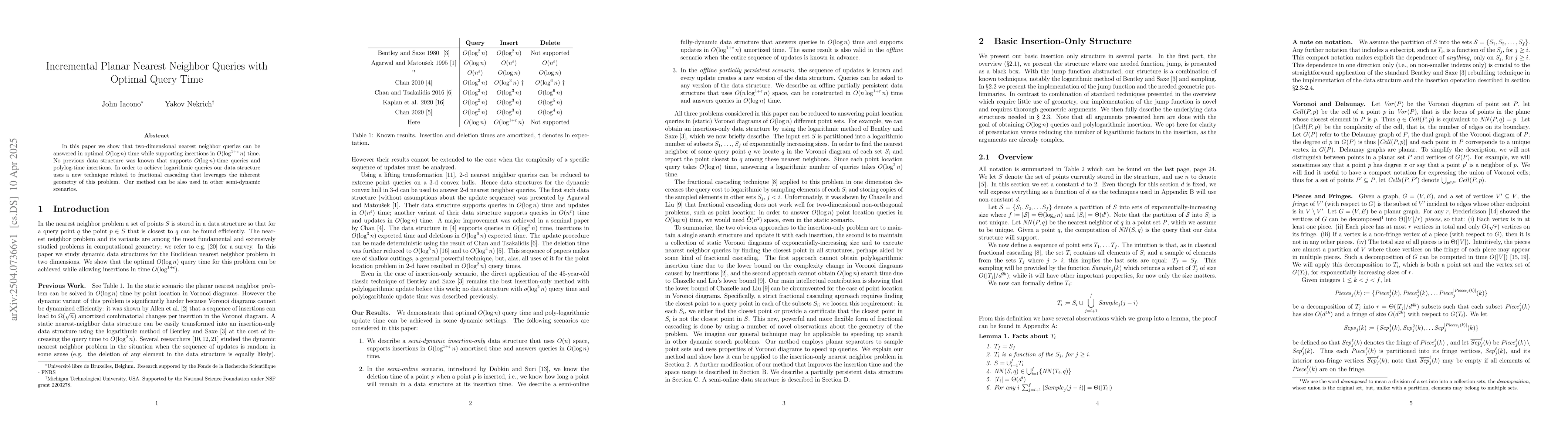 Thumbnail for Incremental Planar Nearest Neighbor Queries with Optimal Query Time