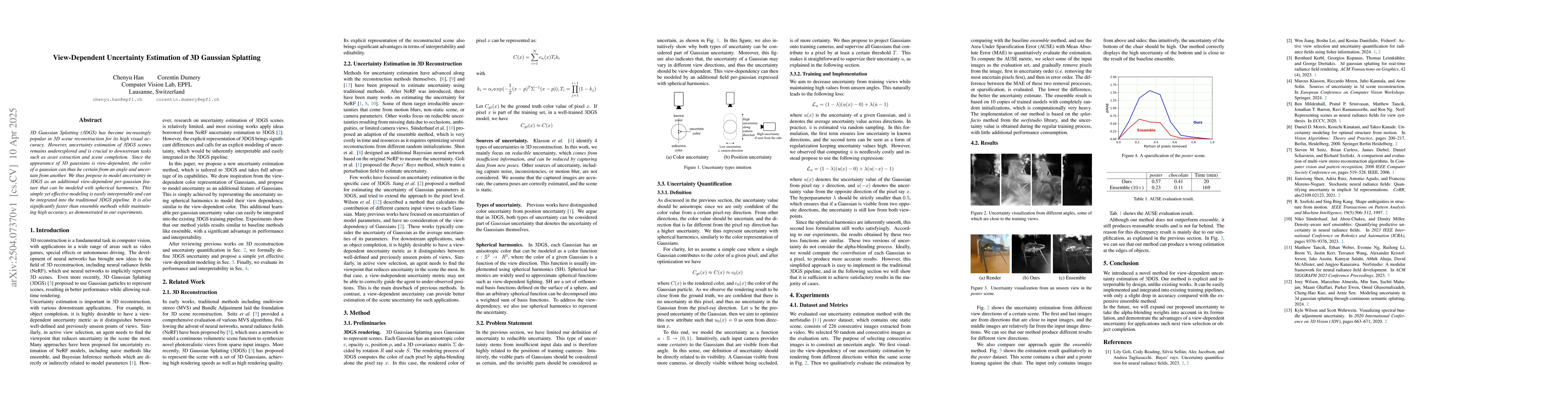 Thumbnail for View-Dependent Uncertainty Estimation of 3D Gaussian Splatting