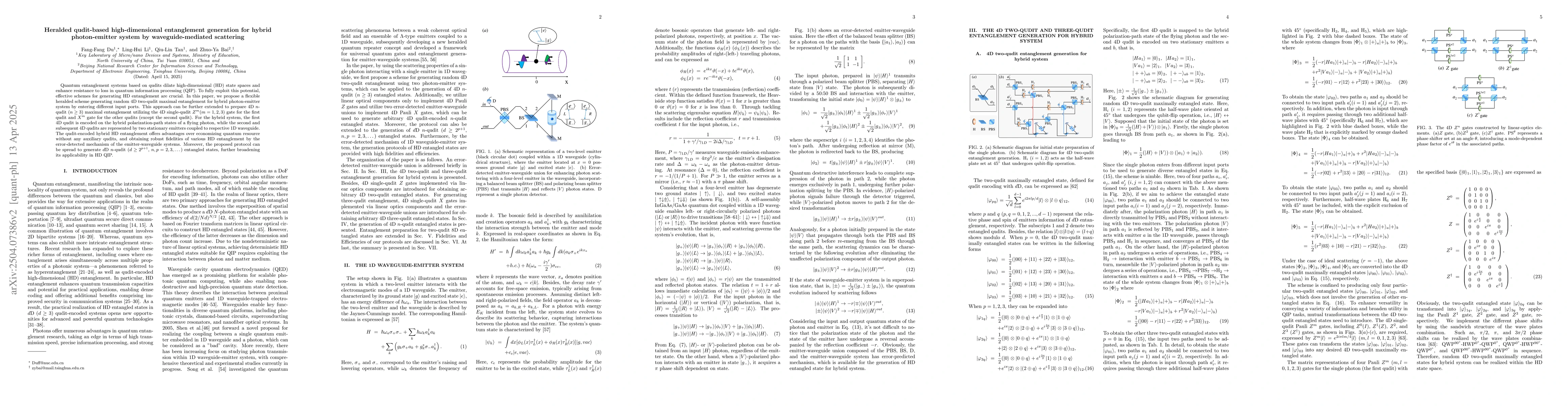 Thumbnail for Heralded qudit-based high-dimensional entanglement generation for hybrid
  photon-emitter system by waveguide-mediated scattering