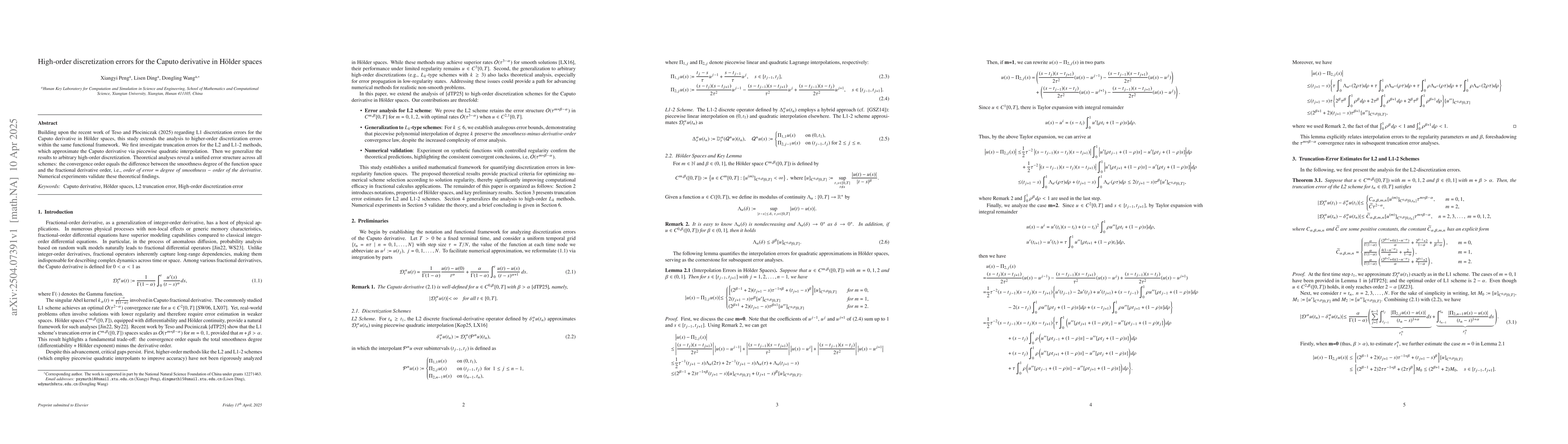 Thumbnail for High-order discretization errors for the Caputo derivative in Hölder
  spaces