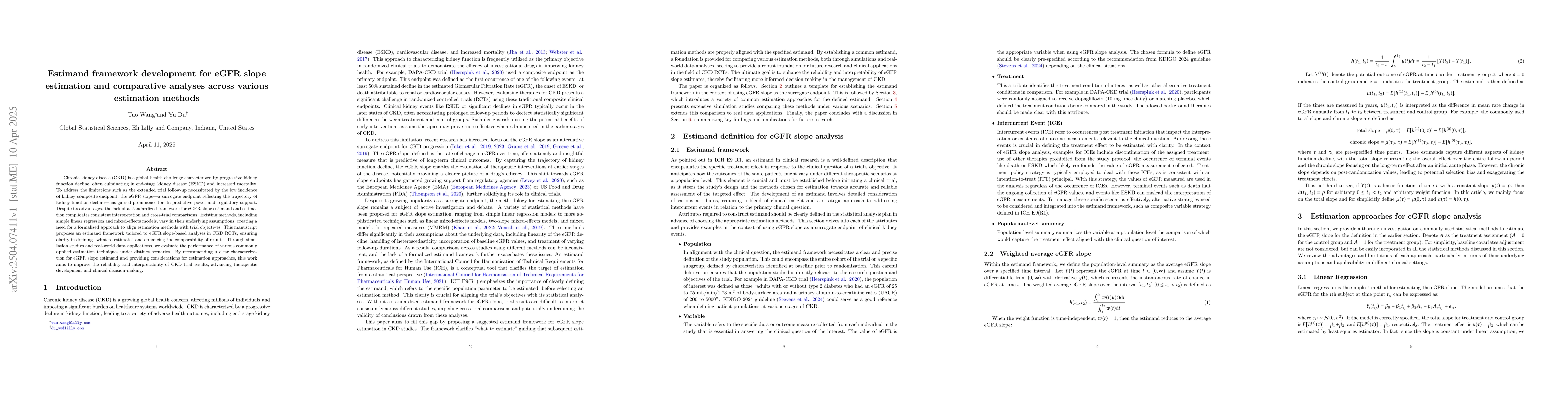 Thumbnail for Estimand framework development for eGFR slope estimation and comparative
  analyses across various estimation methods