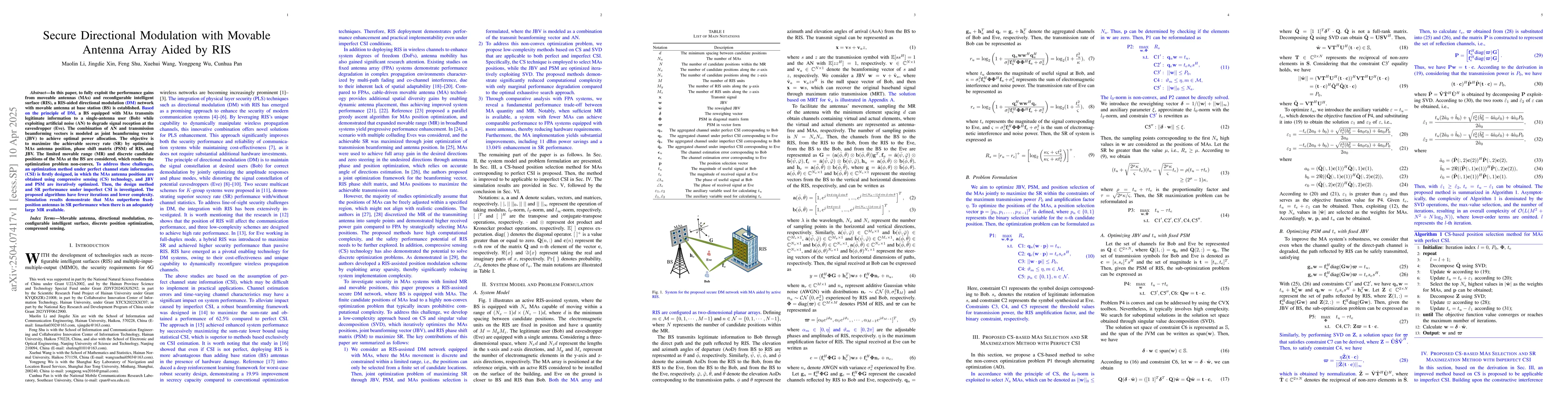 Thumbnail for Secure Directional Modulation with Movable Antenna Array Aided by RIS