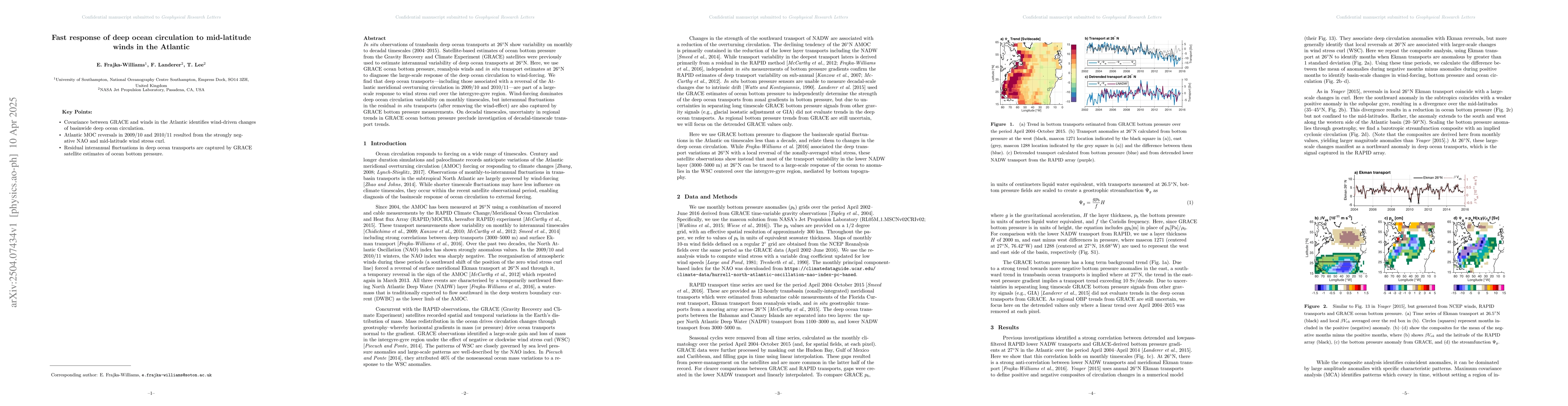 Thumbnail for Fast response of deep ocean circulation to mid-latitude winds in the
  Atlantic