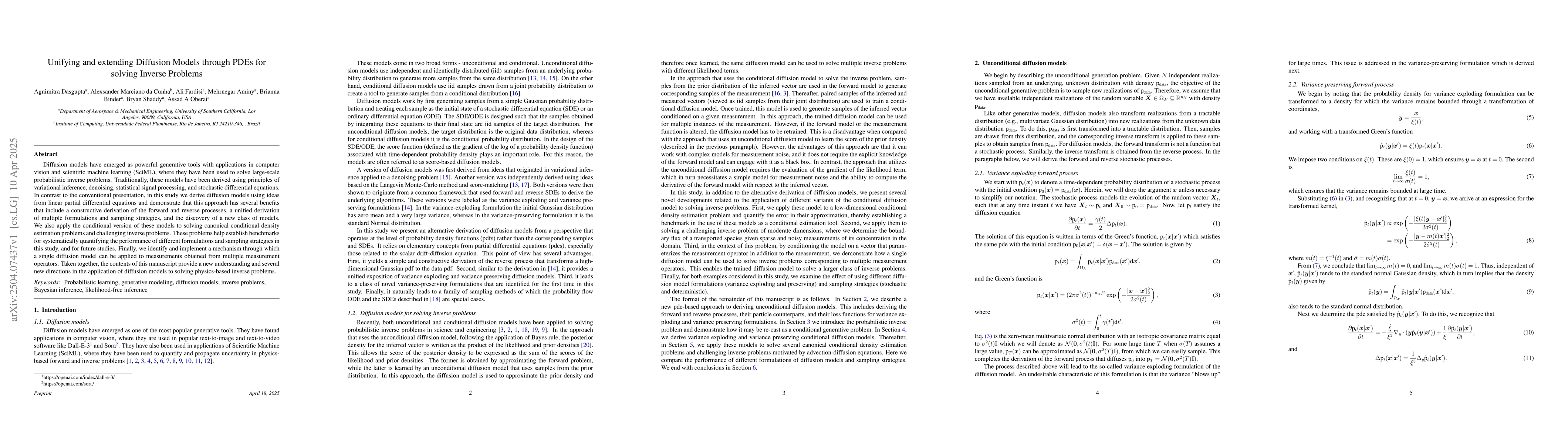 Thumbnail for Unifying and extending Diffusion Models through PDEs for solving Inverse
  Problems