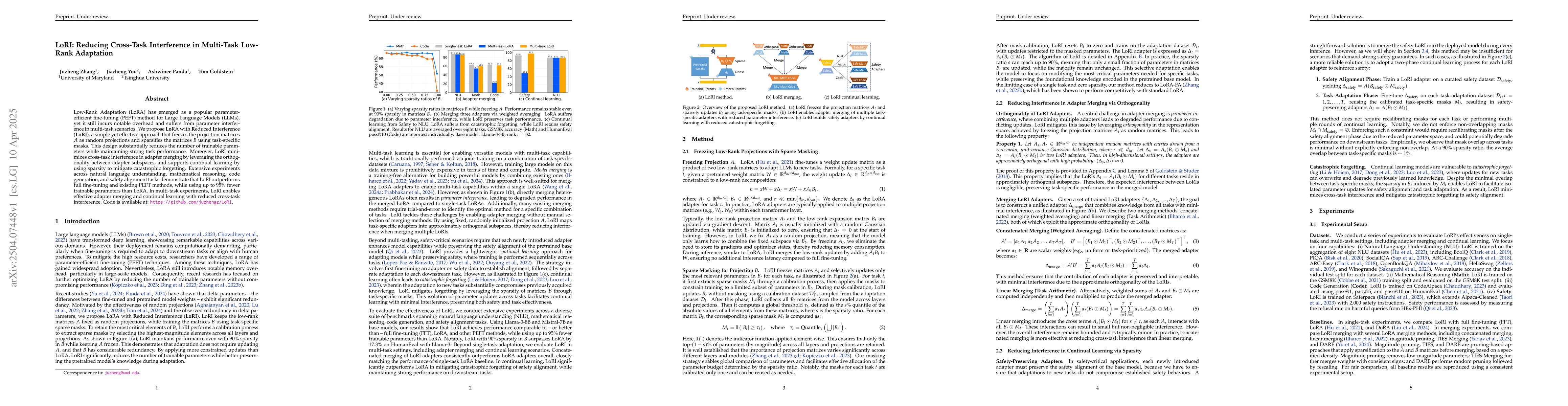 Thumbnail for LoRI: Reducing Cross-Task Interference in Multi-Task Low-Rank Adaptation