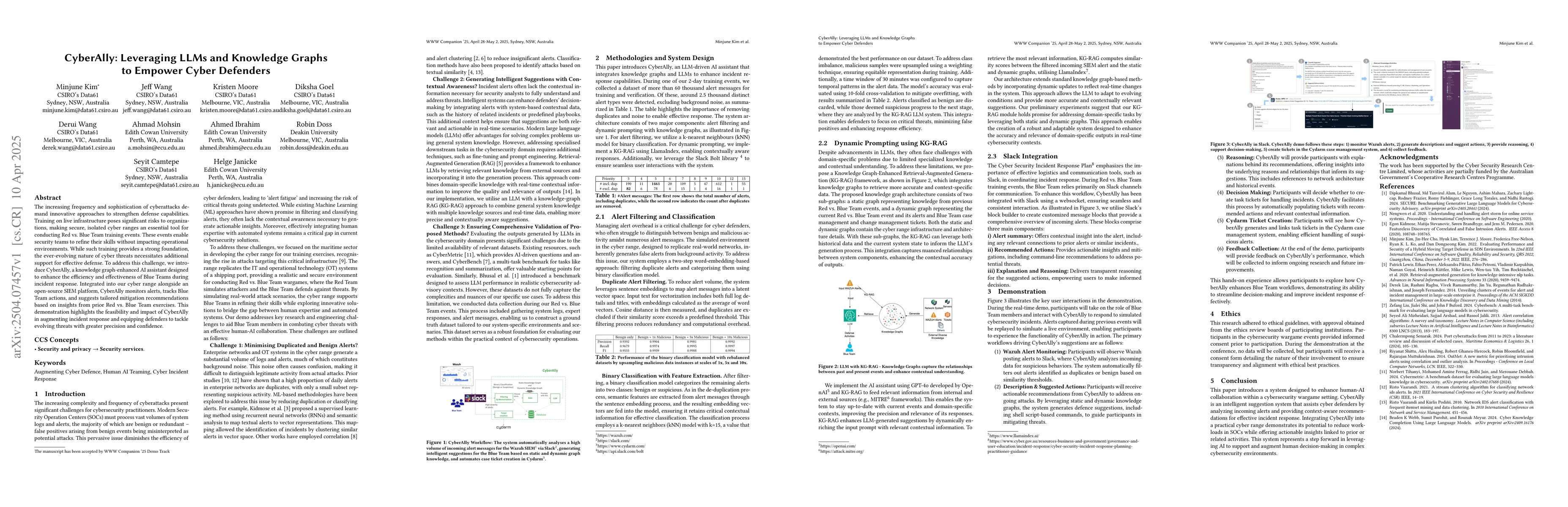 Thumbnail for CyberAlly: Leveraging LLMs and Knowledge Graphs to Empower Cyber
  Defenders