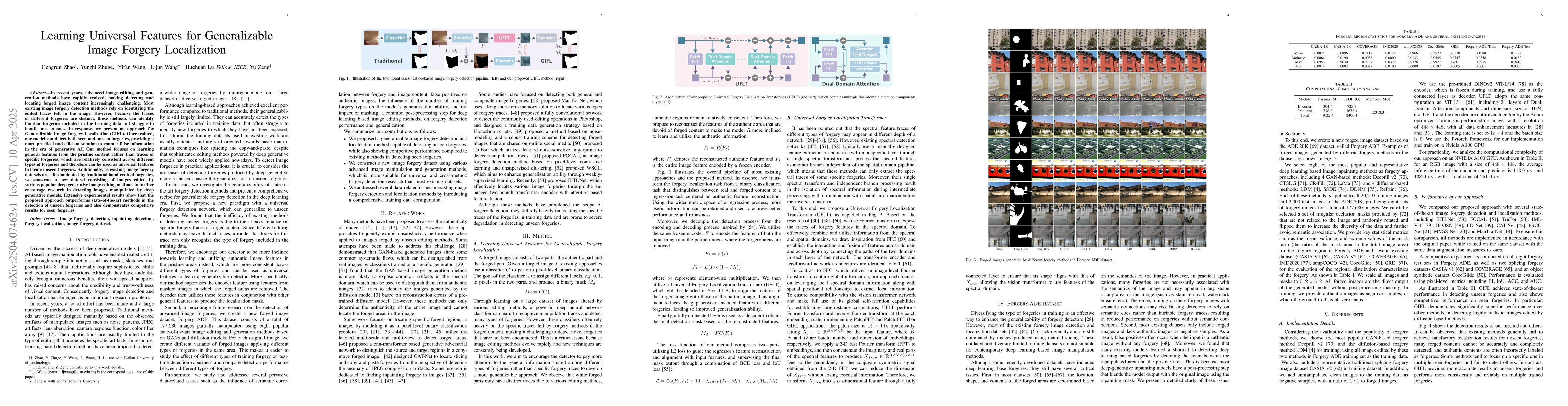 Thumbnail for Learning Universal Features for Generalizable Image Forgery Localization