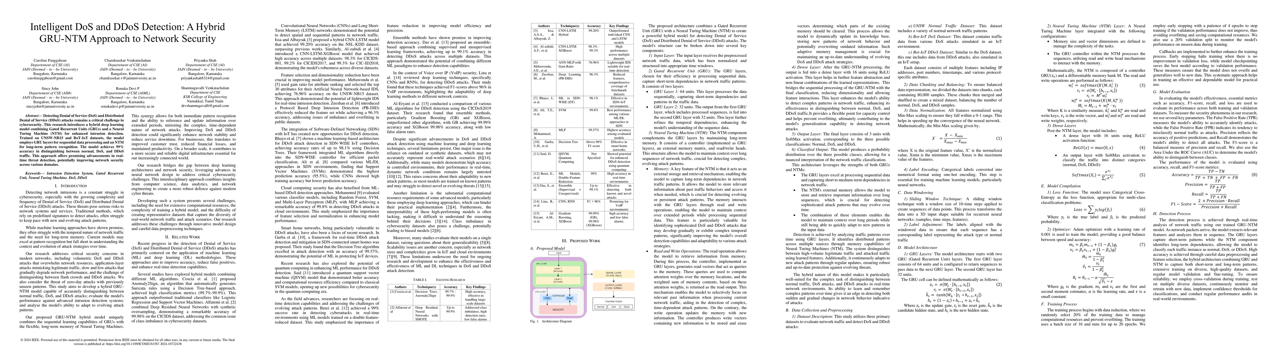 Thumbnail for Intelligent DoS and DDoS Detection: A Hybrid GRU-NTM Approach to Network
  Security