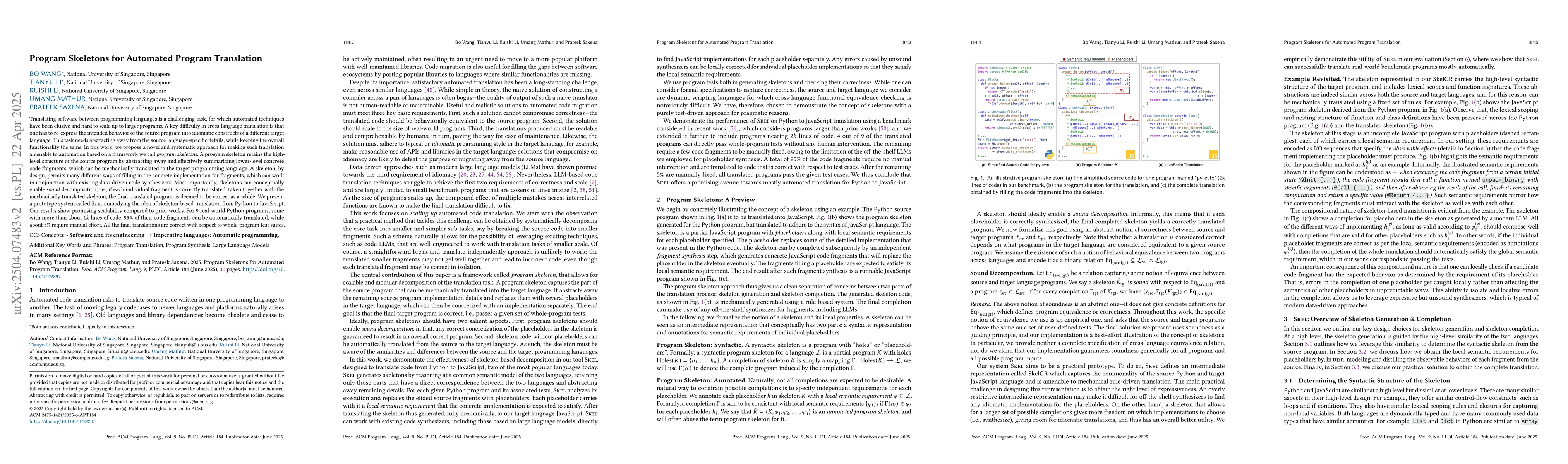 Thumbnail for Program Skeletons for Automated Program Translation