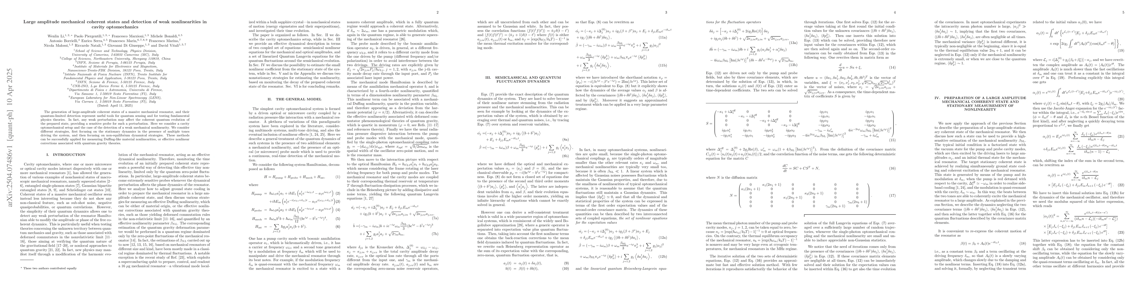 Thumbnail for Large amplitude mechanical coherent states and detection of weak
  nonlinearities in cavity optomechanics