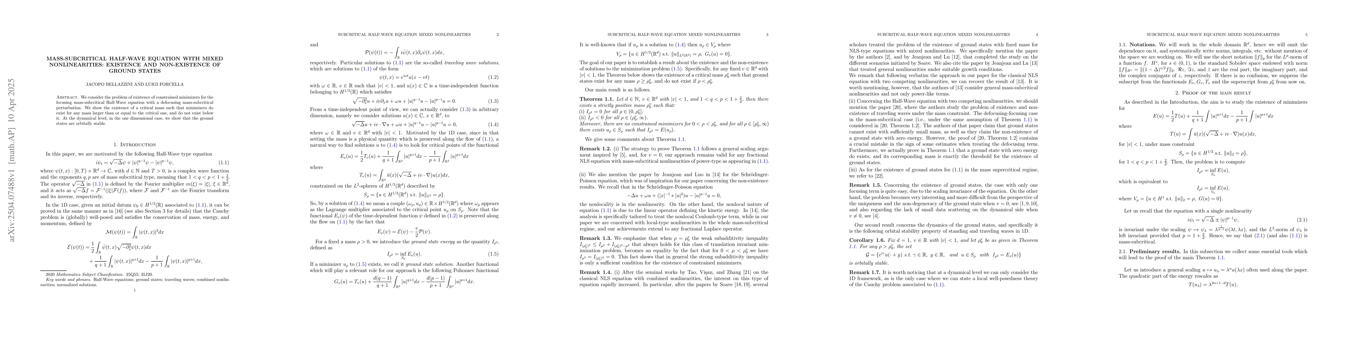 Thumbnail for Mass-subcritical Half-Wave Equation with mixed nonlinearities: existence
  and non-existence of ground states